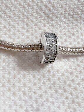 Clear Pave  Clip Charm S925 Silver Charm For Pandora Bracelet